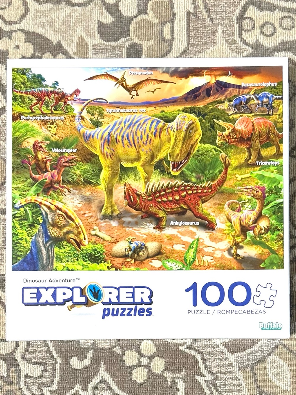 4/$20 Dinosaur Adventure Explorer Puzzles 100 Piece Puzzle - Still Sealed.